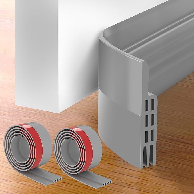 GroTheory 2 Pack Door Draft Stopper, Under Door Sweep for Exterior & Interior Doors, Weather Stripping Door Seal, Garage Window Blocker Noise Cold Air Insulation, Draft Guard Grey 2" W x 39" L