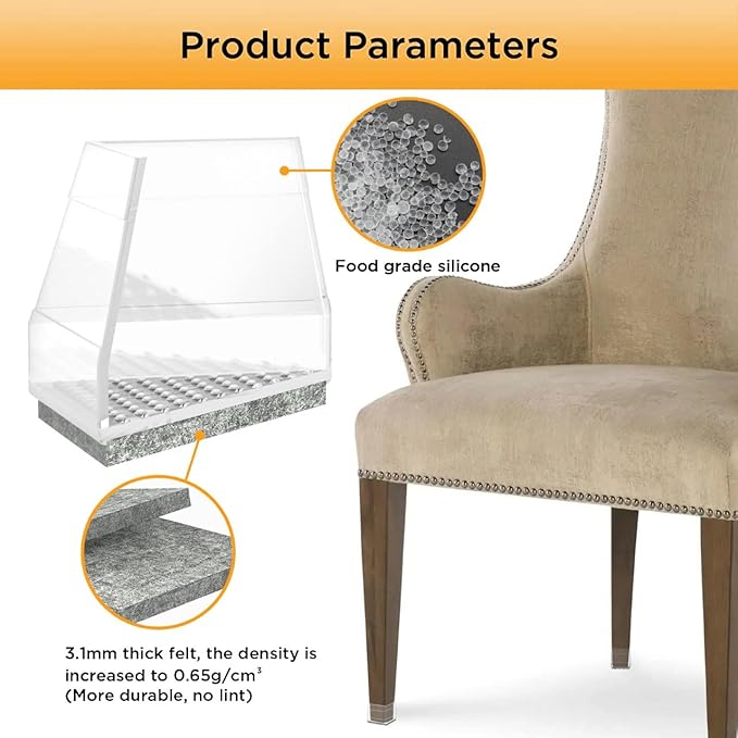 16-piece Square Chair Leg Covers - Protects Wood & Hardwood Floors, Anti-Scratch & No Noise