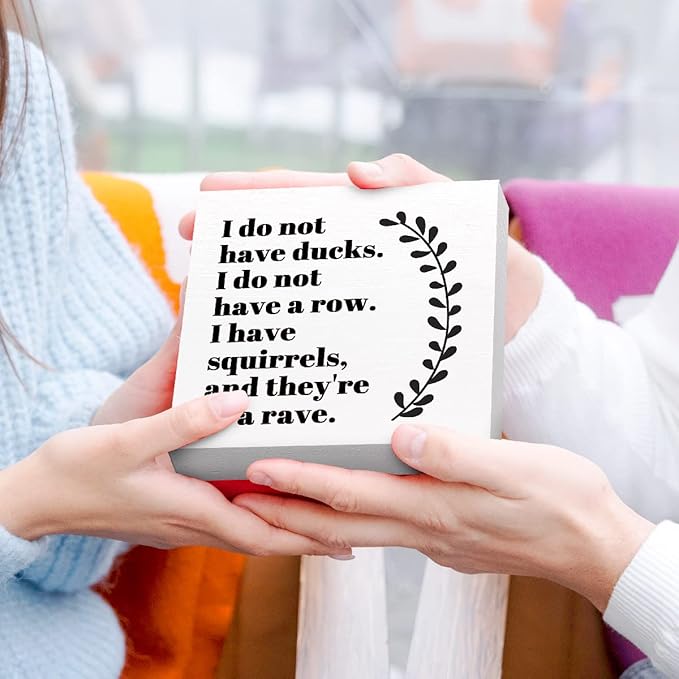 Funny Office Wood Box Sign I Do Not Have Ducks Wooden Block Sign Funny Sarcastic Desk Décor for Home Office Cubicle Table Décor,Coworker Gift for Friend Coworker Employee
