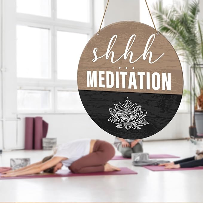 Meditation Room Decor Sign, Yoga Studio Wall Decoration Home Gym Spiritual Room Zen Den Hanging Decor Sign, Please Do Not Disturb Sign, Gifts for Yoga Instructor Lover
