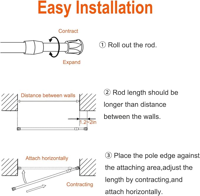 2 Pack Small Tension Rods 12 in to 20 Curtain Rods Window Rods in Extendable Width Spring Cupboard Bars for Kitchen Utensils, Closet, and Cabinet, Fit in The Spaces to Stay Up