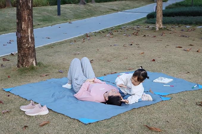 Orga'Neat Pocket Picnic Blanket, Sandproof Lightweight Pocket Camping Tarp, 55″x 79″ Foldable & Fits into Small Bag, Water Resistant Washable Quick Dry Compact Beach Mat for Outdoor Recreation
