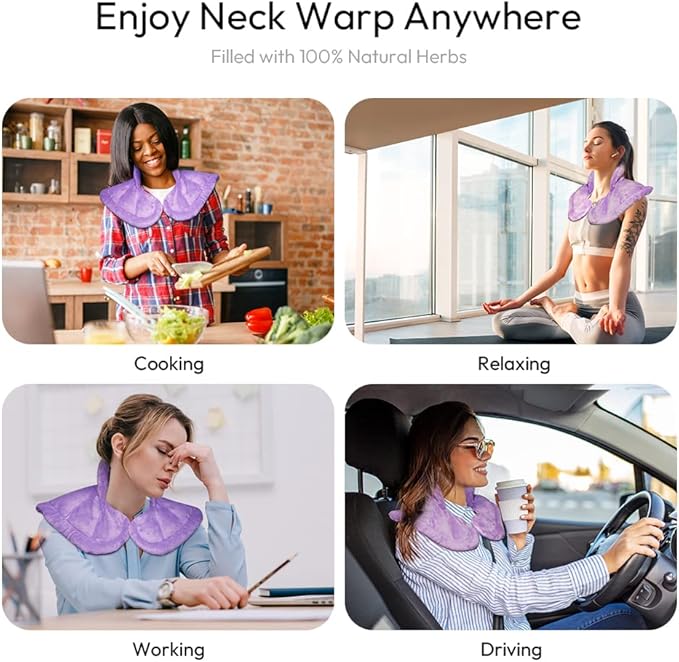 Microwavable Heated Neck Wrap Warmer and Shoulder Heating Pad Microwave, Weighted Microwave Heating Pad for Neck and Shoulders Hot and Cold Compress