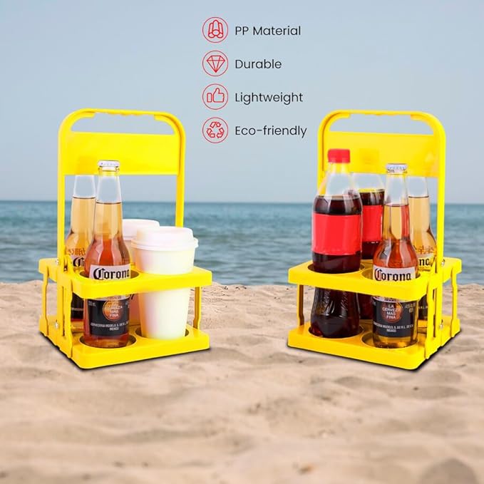 musbus Reusable Drink Carrier with Handle for Delivery Drivers, Portable Cup/Coffee Holder Accessories for Delivery, Foldable Drinks Caddy with Tray, Car Durable Plastic Festive Bottle, Vacation