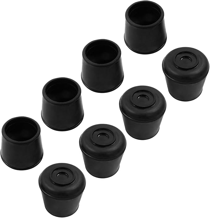 8Pcs 1-1/8 Inch (28mm) Chair Leg Tips Caps, Round Rubber Non-Slip Folding Chair Leg End Caps Black Furniture Table Feet Caps Floor Protector Cover for Hardwood Floors