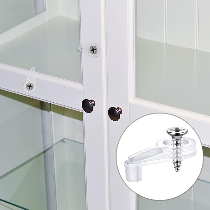 Blulu 20 Pack Mirror Holder Clips for 6 mm in (6/25) Glass Mirror Hanging Kit for Wall Mounting Hanging Retainer Fasteners with Screw and Anchors for Fixing Cabinet Door(Practical Style)