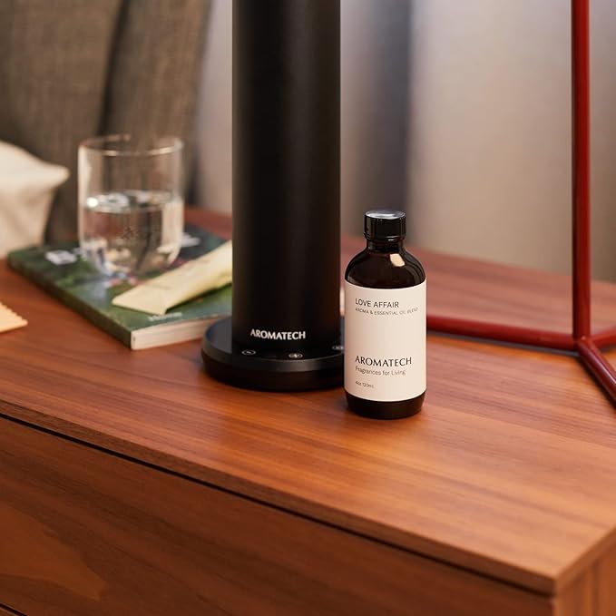 AromaTech Love Affair Aroma Essential Oil Blend: Luxury Hotel Inspired Aromatherapy with Jasmine, Saffron, Cedar & Amber for Ultrasonic Diffusers & Nebulizers - 4 fl oz, 120 mL