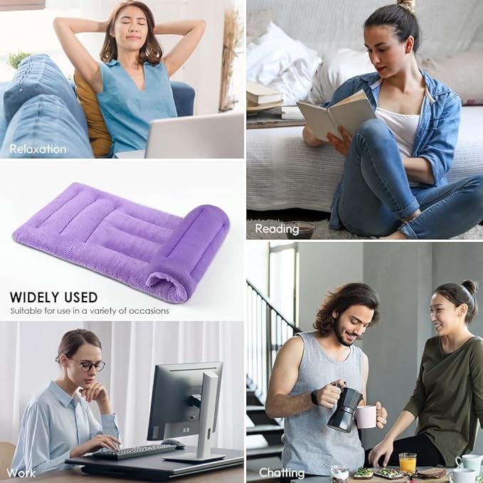 Microwave Heating Pad for Pain Relief, 8 x 18 Microwavable Moist Heat Pads for Neck, Shoulder, Back, Knee, Period Cramps, Rice Heat Pack Hot & Cold Compress Reusable & Portable, Purple