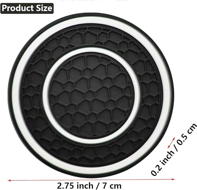 Car Cup Coaster Universal Automotive Waterproof Non-Slip Cup Holders Sift-Proof Spill Holder Car Interior Accessories 2 Pack Black & White