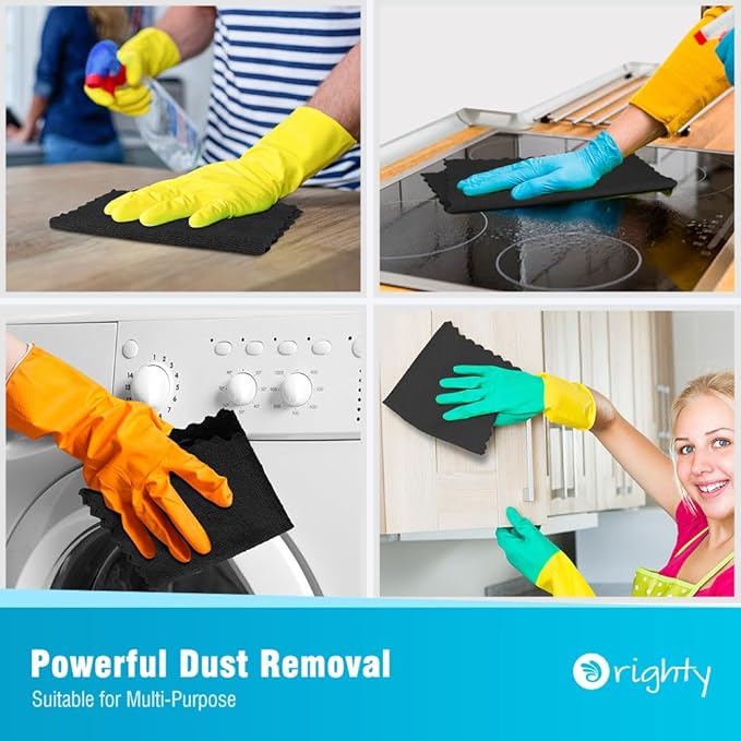 Orighty Microfiber Cleaning Cloth, 800 Pack Highly Absorbent Cleaning Rags, Household Cleaning Supplies, Reusable Microfiber Towels Lint Free Cloths for House, Kitchen, Car Care, 12x11 inch, Black