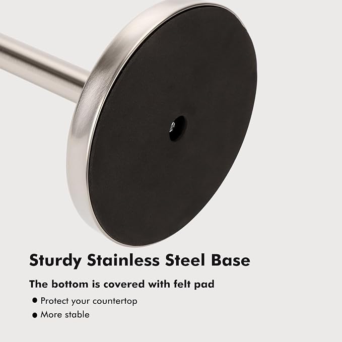 Fatizon Paper Towel Holder Stand, Sturdy Standing Paper Towel Holder Countertop, Paper Towel Roll Holder for Kitchen (Brushed Nickel)