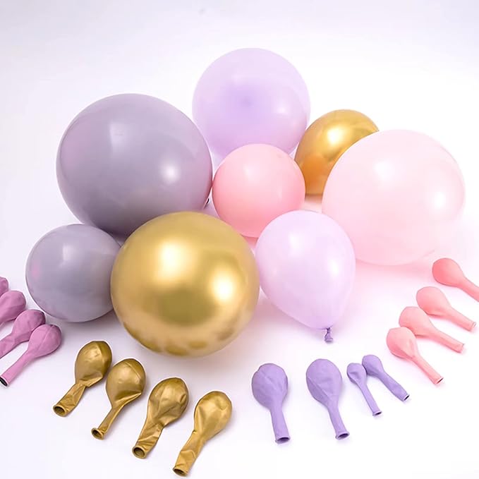 Pastel Pink Purple Balloon Garland Kit, Double Stuffed Lavender Balloons Garland 146pcs Latex Pastel Pink Purple Gold Balloons for Baby Shower Bachelorette Wedding Birthday Party Decorations