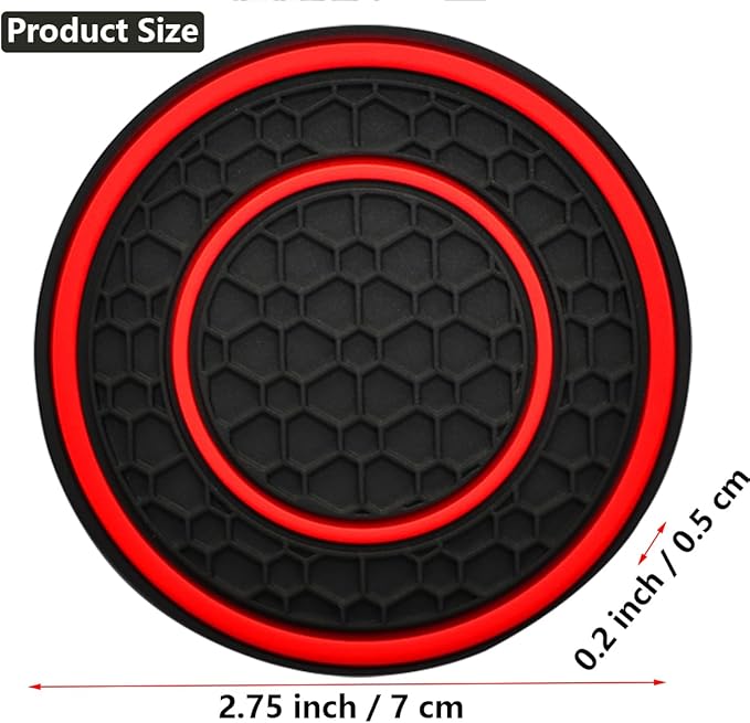 Car Cup Coaster Universal Automotive Waterproof Non-Slip Cup Holders Sift-Proof Spill Holder Car Interior Accessories 4 Pack Black & Red