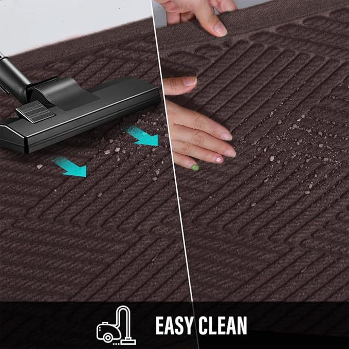 Sturdy Front Door Mat, Absorbent Muddy Dirt Resist Welcome Door Mats Outdoor Indoor, Stain and Fade Resistant, Non-Slip Rubber Backing Low Profile Doormat for Entryway, 36×24, Coffee