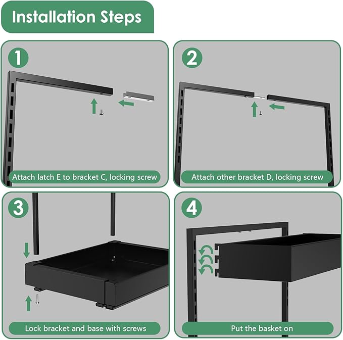 REALINN Expandable Under Sink Organizers and Storage, 2 Tier Under Cabinet Organizer, Heights Adjustable Pull Out Rack for Kitchen Bathroom Laundry, Black, 1 Pack