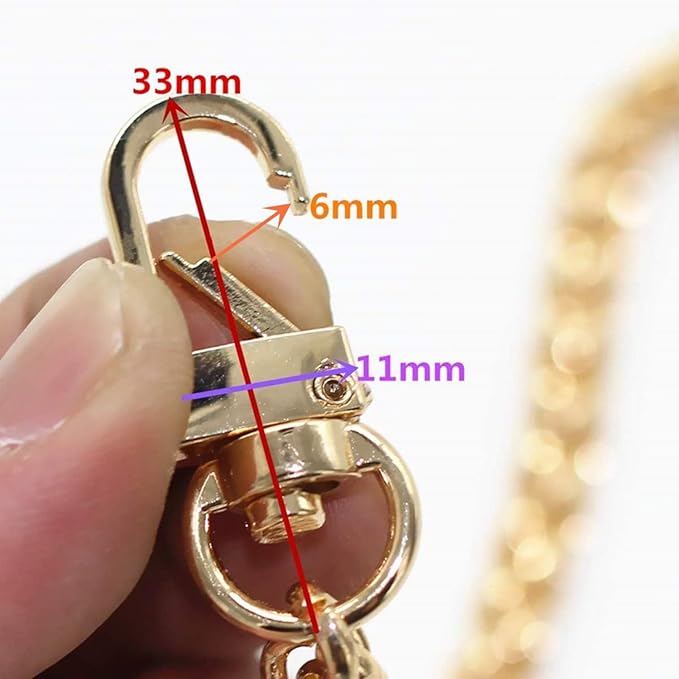 WEICHUAN 47"/120cm Gold Iron Flat Chain for Handbag Shoulder Bag Crossbody Bag Purse Chain Strap Replacement, with Metal Buckles- 6 OZ in Weight (Gold)