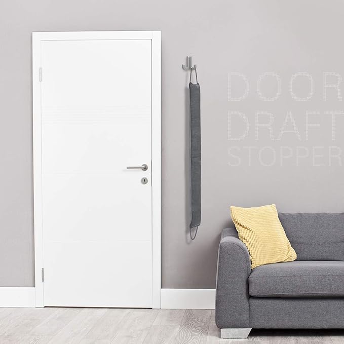 Door Draft Stopper, 48 Inch Weighted Under Door Noise Cold Air Blocker, Heavy Duty Sound Proof Draft Guard Gap Snake for Bottom of Doors and Windows (Gray)