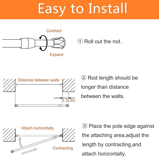 2 Pack Small Tension Rods 10 in to 15.7 Curtain Rods Window Rods in Extendable Width Spring Cupboard Bars for Kitchen Utensils, Closet, and Cabinet, Fit in The Spaces to Stay Up