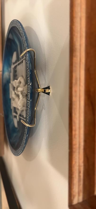 Rocky Mountain Goods Plate Hanger for Wall and Mounting Hardware - Fits Decorative Plates and platters - Heavy Duty Polished Brass - Vinyl Non Scratch Hooks - Includes Wall Mount kit (11" - 18")