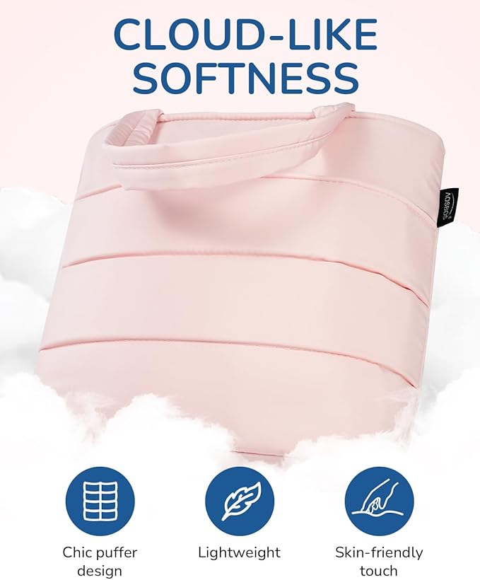 Aosbos Quilted Lunch Bag - Leakproof Puffer Insulated Tote, Lunch Box for Women, Work, Office, Picnic, Pink