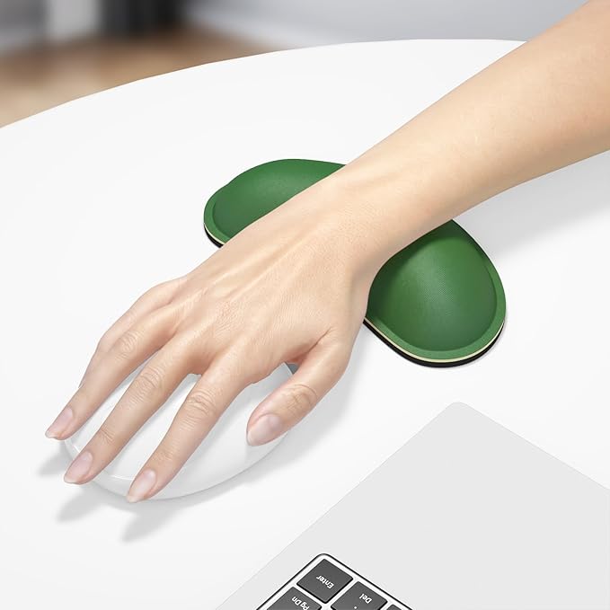 Dapesuom Mouse Wrist Rest, Ergonomic Memory Foam Mouse Wrist Support for Computer Desk Mats, Hand Rest Pad Cushion for Gaming, Office, Laptop, Men, Women, Pain Relief & Easy Typing, Forest Green