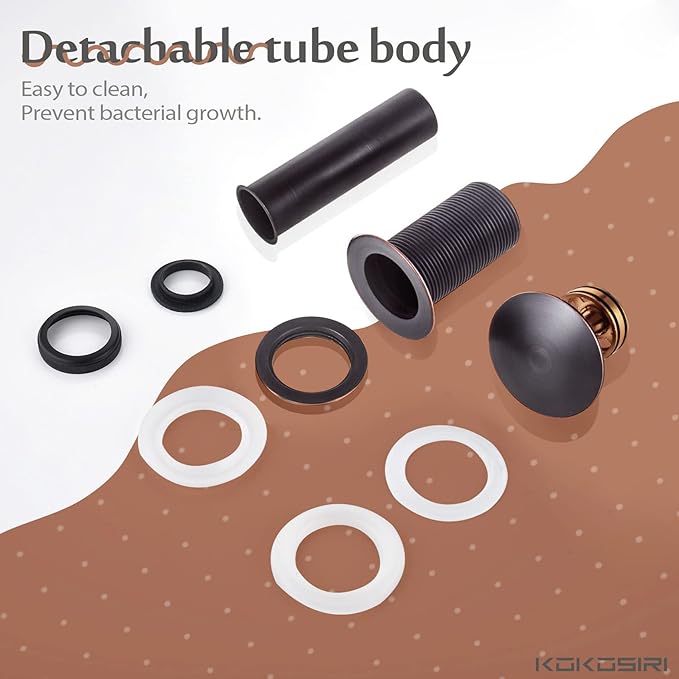 KOKOSIRI Pop Up Sink Drain with Strainer Basket, Oil Rubbed Bronze Bathroom Sink Drain with Detachable Hair Catcher Anti Clogging for Vanity Vessel Sink Without Overflow, C1002ORB