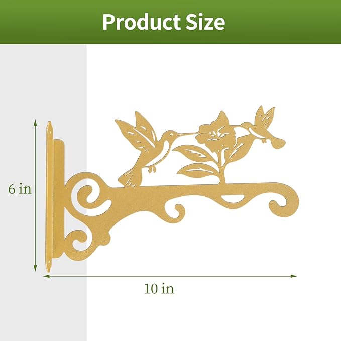 mekpiwu 2 Pack 4 Pack Elegant Bird Pattern Wall Hooks - 10/12/14 Inch Metal Plant Hangers for Indoor & Outdoor - Rust-Resistant Bracket for Plants, Feeders, Chimes, Lanterns (White-4Pack, 10 inch)