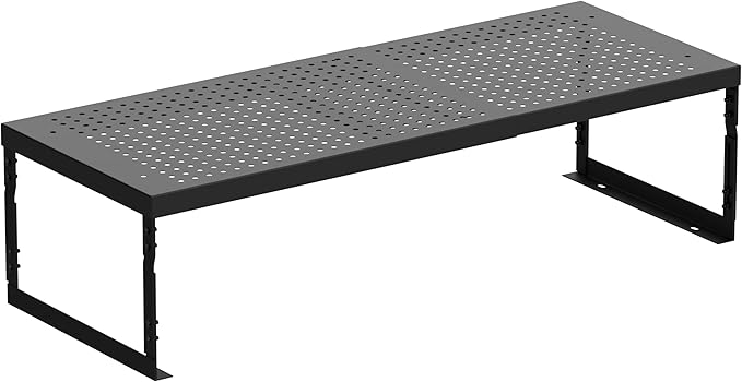 Asiingkel Stackable Expandable Metal Shelf Organizer - Adjustable Wire Storage Rack with Holes for Kitchen, Bathroom, Cabinet, Office - Space Saving, Durable & Sturdy Design(1PACK/Medium/Black