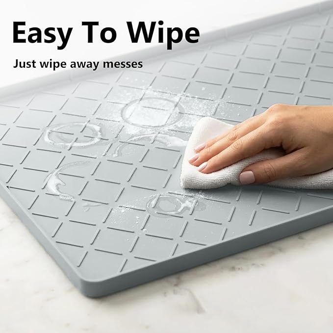 Mateeylife Under Sink Mats for Kitchen Waterproof 28"X19", Undersink Protectors,Silicone Mat Cabinet Liner, Under Sink Organizer for Bathroom and Kitchen,Boot Tray Pet Food Mat, Light Grey