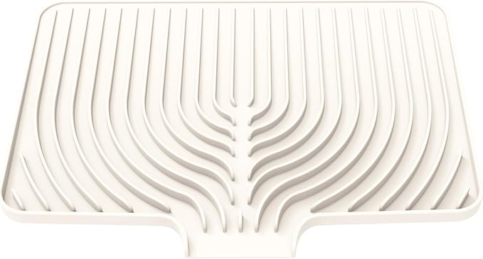 Dish Drying Mat for Kitchen Counter, with Built-in Drain Lip, Food-Grade Silicone, Easy Clean Pad for Countertop Protection, Multi-Functional Use (18x11.8, Cassava White)