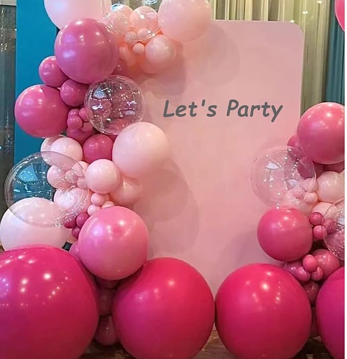 MEBAY Hot Pink Black Rose Gold Balloon Arch Garland Kit, 146 Pcs Rose Red Tender Pink Black Confetti Rose Gold Balloons for Graduation Birthday Party Baby Shower Wedding Decorations