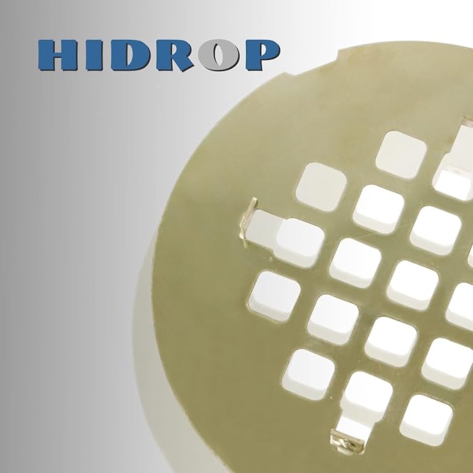 Brushed Gold Snap-in Shower Floor Drain Cover,Hidrop 4-1/4" OD Round Shower Strainer Grid, Easy-to-Install Replacement Cover Stainless Steel