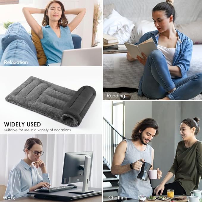 Microwave Heating Pad for Pain Relief, 8 x 18 Microwavable Moist Heat Pads for Neck, Shoulder, Back, Knee, Period Cramps, Rice Heat Pack Hot & Cold Compress Reusable & Portable, Grey