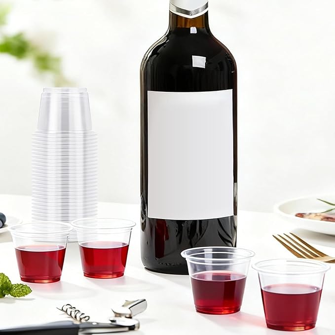 Lamosi 1000 Count 1 oz Plastic Shot Glasses Disposable, 1 Ounce Clear Jello Shot Cups for Whiskey, Vodka, Tequila, Wine Tasting, Sauce, Food Sample