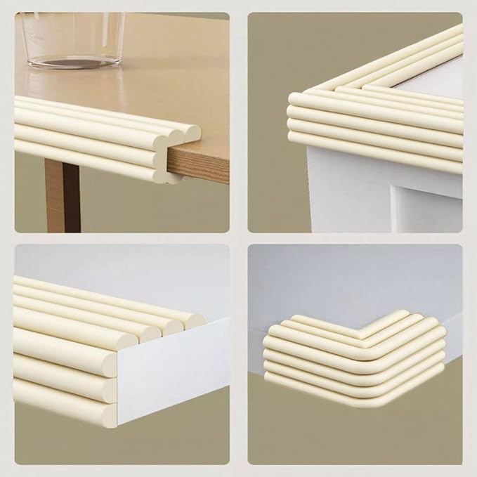 Proof Edge Corner Protector, 2pcs 78.7in/200cm Furniture Safety Bumpers Guard Padding, Soft NBR Rubber Foam Adhesive Cushion, Fireplace Cabinets Table Desk Edges & Sharp Corners (Beige)