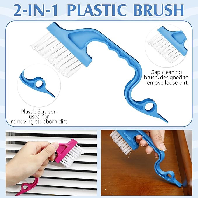Chengu 8 Pcs Window Screen Cleaner & Track Cleaning Kit, Detachable Mesh Screen Cleaning Brushes Groove Brushes and Replacement Clean Cloths for Groove, Gaps, Sliding Door Track, Wet Dry Use