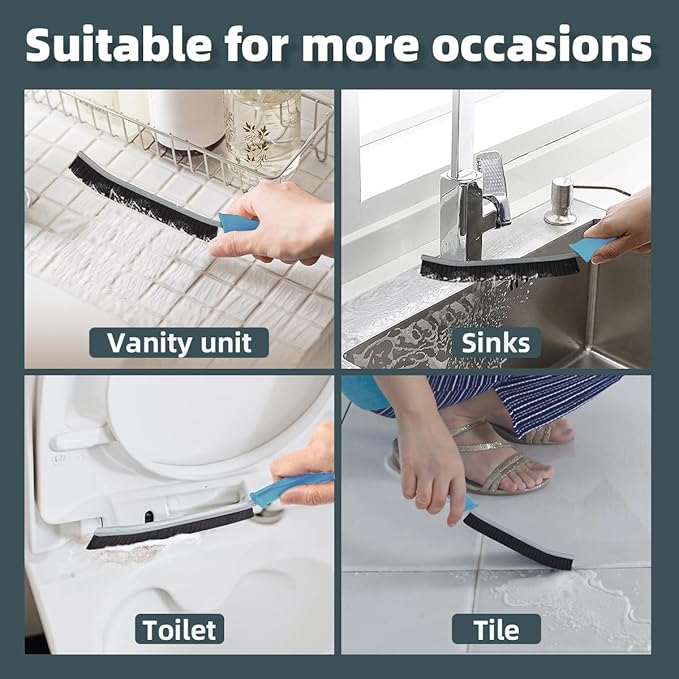 TQRR Toilet Brush, 2 Pcs Bathroom Cleaning Brush, Toilet Scrubber, Deep Toilet Bowl Brush with Hanging Hole, Multifunctional Gap Cleaning Brush, Bristles for Kitchen Sinks, Tub,Shower (6, Light Blue)
