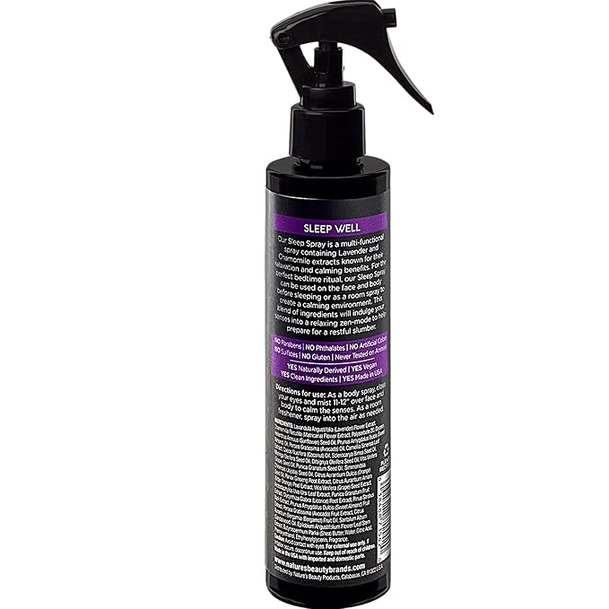 Nature's Beauty Lavender Chamomile Sleep Spray Multi-Pack - Sleep Well + Relax with Premium Grade Room + Pillow Spray, Made w/Coconut, Jojoba + Moringa Seed Oils, 6.76 fl oz (2 Pack)