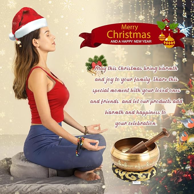 Tibetan Singing Bowls, Authentic Meditation Sound Bowls Handcrafted in Nepal for Yoga, Chakra Healing, Mindfulness, Self Care Spiritual Gifts for Women