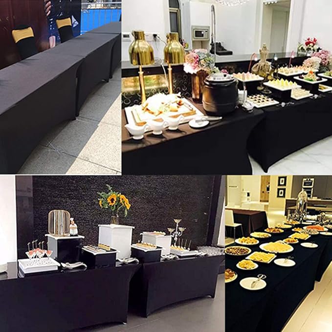 RELIANCER 1 Pack Stretch Spandex Table Covers for Rectangular Tables, 8FT Elastic Fitted Tablecloth, Universal Rectangular Table Cloth Protector for Outdoor Party, Wedding, Bar, Birthday, Banquet, Events