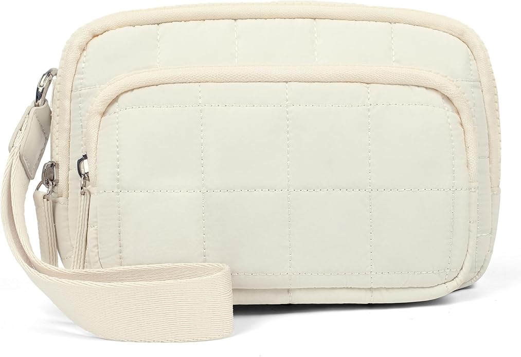 VONAL Wristlet Wallets for Women Nylon Quilted Wallet with 3 Zipper Purse for Travel Credit Card Holder Phone Organizer