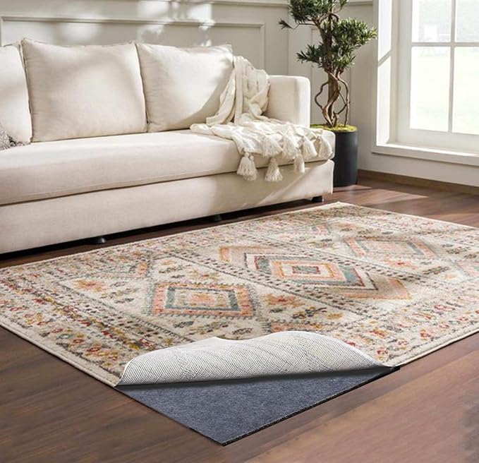 Felt Rug Pad - 6x9 Foot Extra Large Area Liner for All Floors and Trims, Thick Pad for Hardwood Floors Under Rugs, Keeps Rugs Softly and Securely in Place
