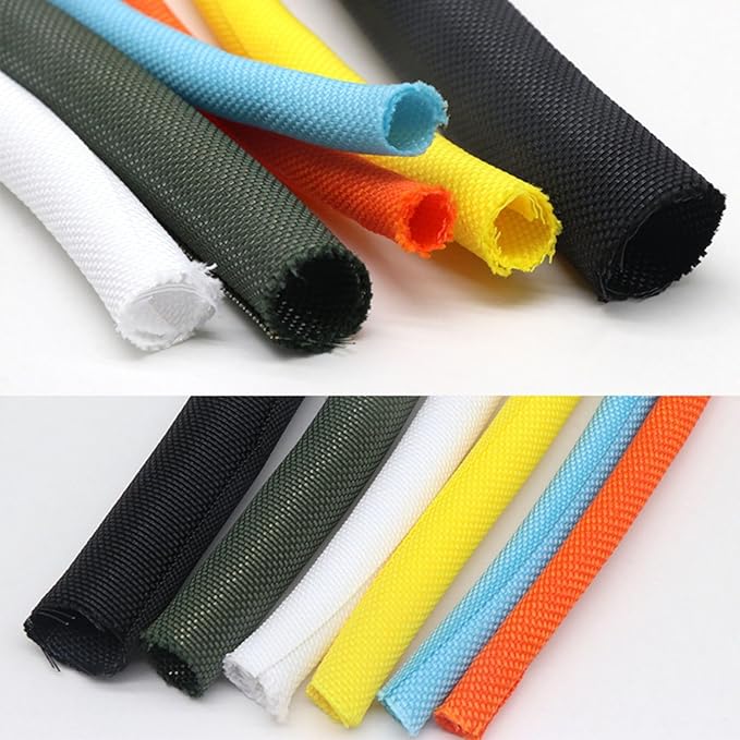 1/8 inch Split Braided Cable Management Sleeve for USB Cable Power Cord Audio Video Cable, Wire Loom Cord Protector from Cat Dog Chewing (Orange, 10FT)