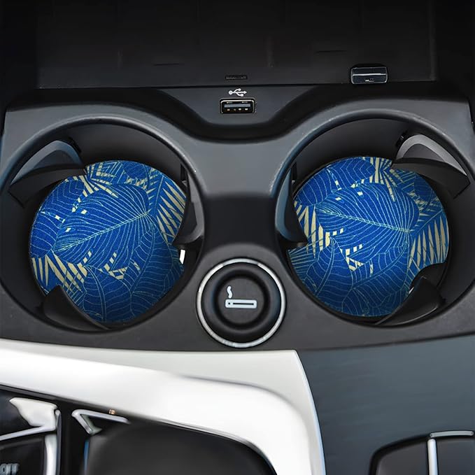 Moly Magnolia 2 Pack Car Coasters for Drinks Absorbent - 2.75 Inch Cute Car Cup Holder Coasters for Women, Removable Cup Holder Coaster for Women Girls, Car Interior Accessories (Style B)