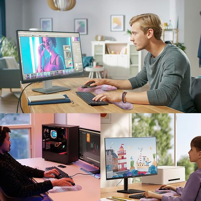 Mouse Pad Wrist Support, Laokiiy 2-in-1 Keyboard Wrist Rest + Ergonomic Mouse Pad, Non-Slip Wrist Rest for Computer Keyboard, Makes Typing Easy & Relieves Wrist Pain (Rose Gold Pink Marble)