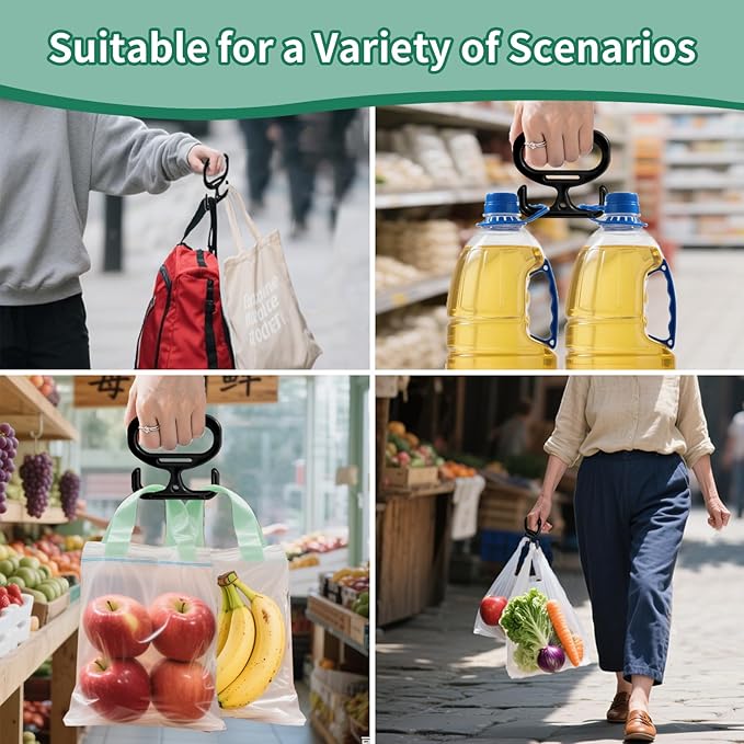 2-Pack Grocery Bag Carrier, Heavy Duty Grocery Bag Holder, Each Holds Up to 100lbs โ Comfortable Grip for Carrying Shopping Bags, Grocery Bags, Buckets & More, Reusable & Easy to Carry