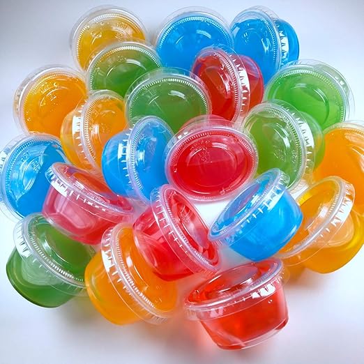 TashiBox 2 oz 100 Sets Disposable Plastic Cups with Lids, Jello Shot Cups Souffle Cups…