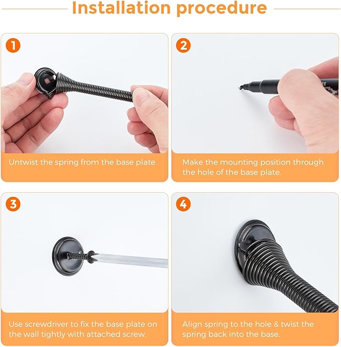Ravinte Door Stoppers, 18 Pack Black Spring Door Stops with Rubber Bumper, Door Stoppers for Bottom of Door