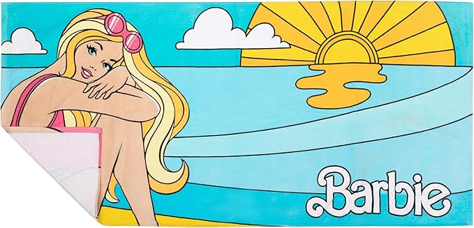 Barbie Super Soft Cotton Bath/Pool/Beach Towel, Barbiecore 58 in x 28 in, (Official Barbie Product) By Franco