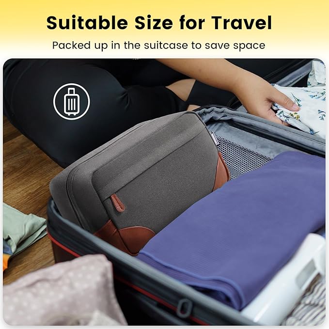 Vorspack Large Travel Toiletry Bag - Hanging Toiletry Bag for Men, Water Resistant Canvas Shaving Bag with Large Capacity for Home Travel - Light Grey